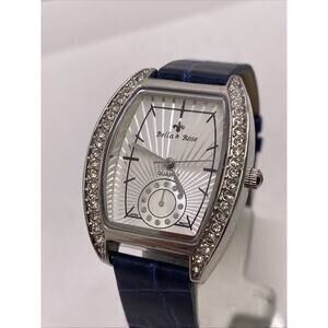 Bella & Rose Womens Silver Rhinestone Watch New Battery